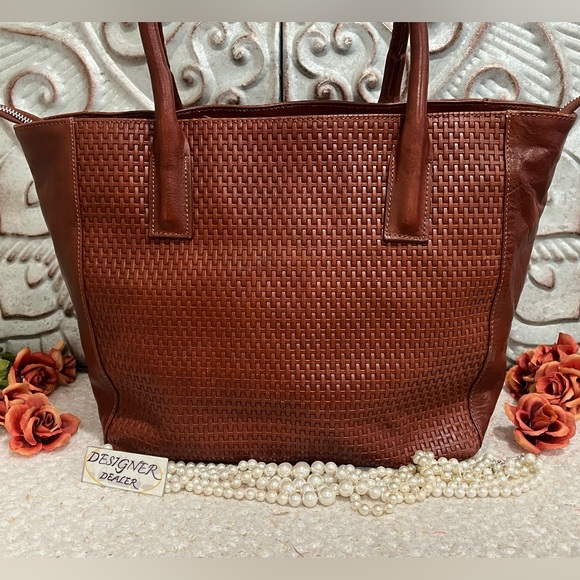 FLOTO Brown Woven Leather Tote VGC RARE! Hand Made in Italy 🇮🇹 - Picture 3 of 13